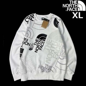 1円～!売切!【正規新品】THE NORTH FACE◆GRAPHIC INJECTION CREW プルオーバー トレーナー US限定 レア グラフィック(XL)白 181130-B-28