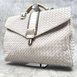 VIP限定品●BOTTEGA VENETA ボッテガヴェネタ クロコダイル ビジネスバッグ ブリーフケース ヒマラヤ イントレチャート メンズ A4 レザー