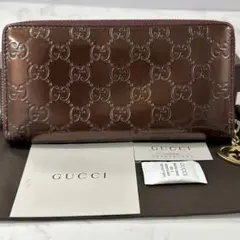 超良品‼️ グッチ　GUCCI 財布　長財布　シマレザー　ラウンドファスナー