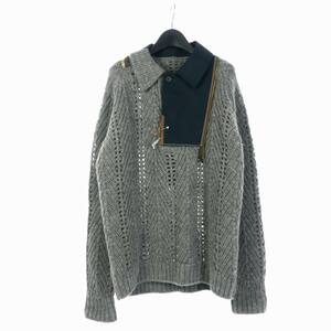 未使用品 カラー kolor 23AW SWICHING KNIT スウィッチング ブリットウールニット セーター 1 グレー 23WCM-N05303 メンズ レディース