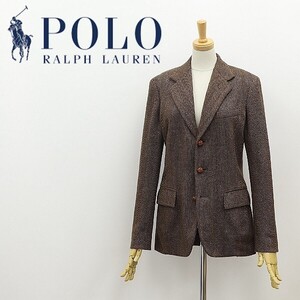 国内正規品◆POLO RALPH LAUREN ポロ ラルフローレン ヘリンボーン柄 ツイード ウール バスケットボタン ジャケット 茶色 ブラウン 0