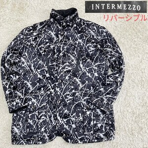 【大きいサイズ3L★】美品 INTERMEZZO リバーシブルハーフコート◆グラフィック総柄×アンゴラウール☆インターメッツォ (11)