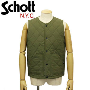 Schott (ショット) 3112080 QUILTING WORK VEST キルティング ワークベスト 75OLIVE XL