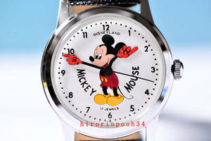 ヴィンテージ　 レア　DISNEYLAND　ミッキーマウス　手巻時計　最高級　17石　スケルトン　ハミルトン製　従業員限定