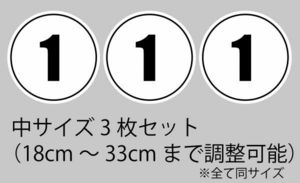 ★ゼッケン★ ベースステッカー（丸） 中サイズ3枚セット　※調整可(0)