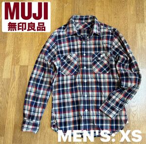 【無印良品】MUJI メンズ チェック柄 長袖シャツ XSサイズ