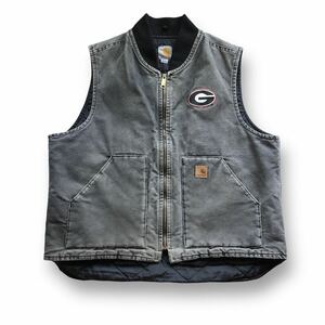 carhartt Georgia bulldog アクティブベスト　カーハート ダックベスト ベスト　メキシコ製　ブラック　USA企画 古着 XL