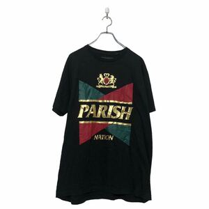 PARISH NATION 半袖 プリント Tシャツ L ブラック バックプリント クルーネック 古着卸 アメリカ仕入 a604-7139