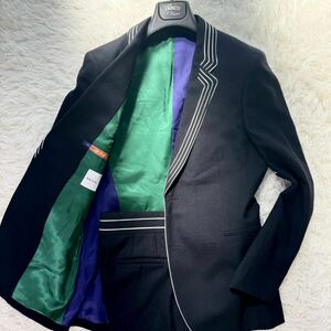 【圧巻ストライプ】極美品◎Mサイズ/Paul Smith ポールスミス スーツ セットアップ マルチストライプ 現行タグ ライン サイドベンツ