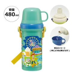 水筒 キッズ ワンタッチ プラスチック 直飲み コップ 2WAY ボトル 480ml 約500ml スケーター PSB5KD