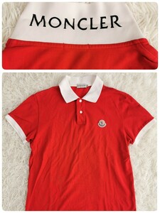 1円〜 美品 MONCLER モンクレール MAGLIA マグリア 半袖 襟裏ロゴ ポロシャツ バイカラー 半袖 胸ロゴ 赤×白 Mサイズ メンズ 春夏◎