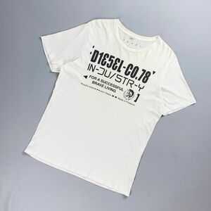 美品 DIESEL ディーゼル フロントプリントデザインTシャツ トップス メンズ 白 黒 サイズM*RC849