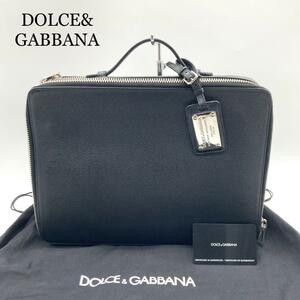 【極美品】DOLCE&GABBANA ビジネスバッグ レザー ブラック 総柄