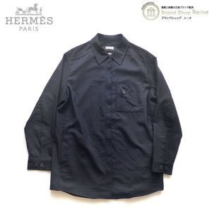 エルメス （HERMES） ウール ジップアップ ビックシャツ ＃38 ブラック ウェア（新品同様）中古