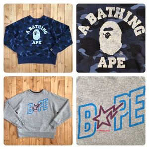 ★リバーシブル★ blue camo 長袖 スウェット a bathing ape bape エイプ ベイプ アベイシングエイプ カレッジロゴ reversible 迷彩 3632