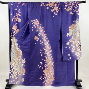 振袖 身丈167cm 裄丈72cm L 袷 桜 菊 金彩 金通し 紫 正絹 逸品