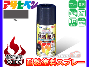 アサヒペン 【耐熱 塗料 スプレー 300ml グレー】 屋内外 耐熱 高温 自動車 マフラー ストーブ 煙突 焼却炉