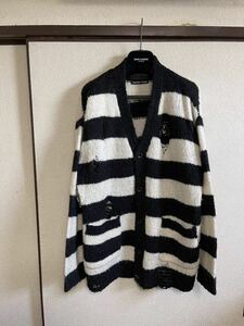 【即決早い者勝ち】 NUMBER NINE ナンバーナイン BORDER CARDIGAN カーディガン ニット セーター ダメージ グランジ WHITE BLACK ボーダー