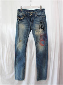 HYSTERIC GLAMOUR/ヒステリックグラマー/HYSTERIC JEANS/プリントデニムパンツ/ストレッチ/スタッズ/サイズS/シミ有り/④