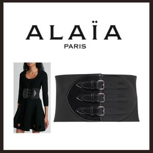 ○★新品 未使用 ALAIA コルセット ベルト 3バックル ブラック（アライア）○●