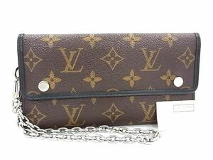 1円■極美品■ LOUIS VUITTON ルイヴィトン M60168 モノグラム マカサー ポルトフォイユ ロン 三つ折り 長財布 ブラウン系 AZ6556