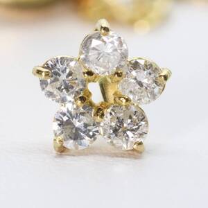 K18 ダイヤ 0.4ct ピンブローチ タイタック フラワー/24-2911S