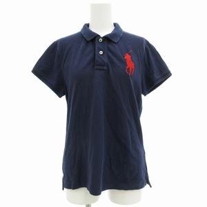 ポロ ラルフローレン POLO RALPH LAUREN ポロシャツ カットソー 半袖 ビックポニー L 紺 ネイビー /SS 1104 ■GY09 レディース