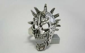 G&S USA 80s ヴィンテージ リング スパイク スカル ドクロ 骸骨 ビンテージ バイカーリング VINTAGE SKULL BIKER RING デッドストック