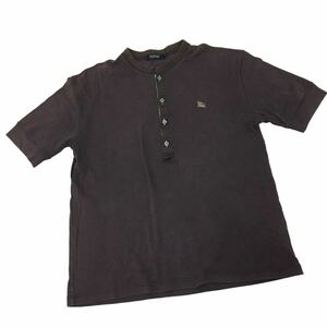 NC229-87 BURBERRY BLACK LABEL バーバリーブラックレーベル 三陽商会 ヘンリーネック 半袖 Tシャツ ティシャツ メンズ 3 ブラウン 茶