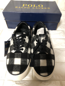 ポロ ラルフローレン　スニーカー　スリッポン　 POLO RALPH LAUREN　THRTON-SK-VLC BUFFALD CHECK　BLK/WHT