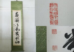 TB526一行書 紙本 掛軸◇落款有/在銘/墨蹟/茶掛/掛物/掛飾/毛筆/飾物/床飾/煎茶道具/工芸/時代/骨董/古美術/古道具タグボート