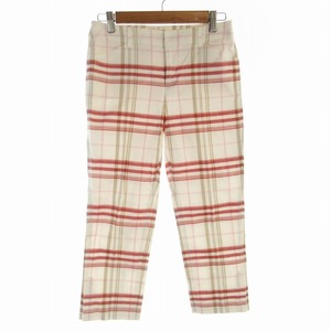 バーバリー ロンドン BURBERRY LONDON サブリナパンツ カプリ クロップド丈 チェック 36 M 赤 レッド 白 ホワイト /EE レディース