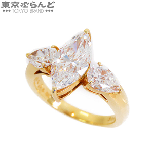 101761902 ミキモト マーキスカット ダイヤモンド リング K18YG 2.04ct 1.25ct 総 3.29ct D VS2 11号相当 指輪 レディース 仕上済