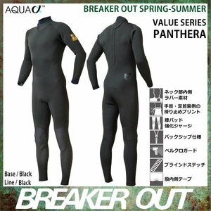 ■BREAKER OUT■PANTHERA 3mmフルスーツ XLサイズ (182cm/76kg) BLACKxBLACK／ブレーカーアウト