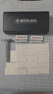 BOKER シェーバー “極薄ヘッドモデル” (使用品), 新品替刃18枚 & Online store 10%割引クーポン付き