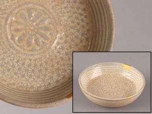 古美術 朝鮮古陶磁器 高麗青磁 三島 皿 時代物 極上品 初だし品 C5864