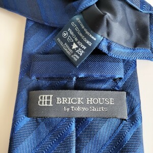 BRICK HOUSE by TOKYO SHIRT（ブリックハウス）青ブルーストライプネクタイ