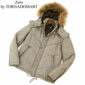 Zero by TORNADOMART トルネードマート リアルファー★ フード着脱可 ウール混 中綿 ジャケット ブルゾン Sz.M　メンズ　C4T00182_1#N