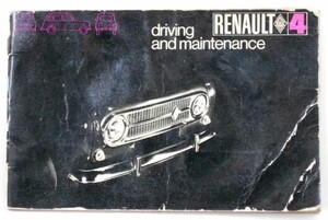 RENAULT 4 SALOON/VAN 1969 OWNERS MANUAL