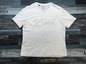 GUESS ゲス メンズ エンボス ロゴ 半袖Tシャツ M 白