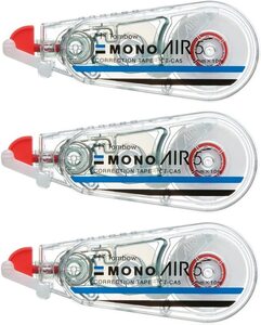 修正テープ 5mm幅 長さ10ｍ 使い切り 横引き MONO AIR5 3個パック トンボ鉛筆 Tombow / KPB-325