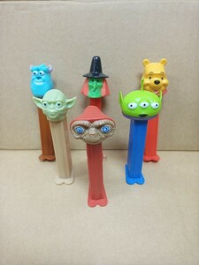 【送料無料 即決】（中古/良好品）PEZ 6本セット（E.T. 入り）/ ペッツ ペッズ ペッヅ アメリカン雑貨 アメ雑 インテリア 貴重 容器 玩具