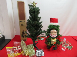 【OH7039/16】未使用含む　クリスマス用品　クリスマスツリー2点セット　屋内用飾り付きツリー/顔つきツリー　90/55ｃｍ
