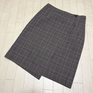 和315★ GREEN LABEL RELAXING UNITED ARROWS グリーンレーベルリラクシング タイトスカート チェック 40 グレー レディース