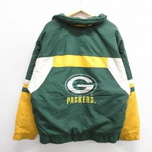 XL/古着 長袖 ナイロン ジャケット メンズ 00s NFL グリーンベイパッカーズ 大きいサイズ 緑他 グリーン 内側キルティング アメフト ス