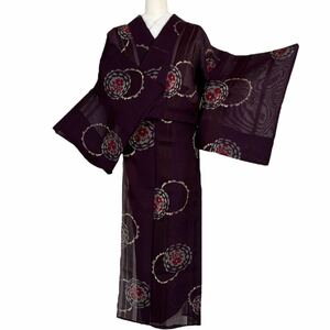 夏着物 小紋 着物 きもの カジュアル着物 リサイクル着物 kimono 中古 仕立て上がり 身丈149.5cm 裄丈62.5cm