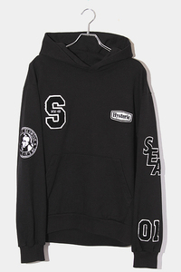 22AW WIND AND SEA × HYSTERIC GLAMOUR ウィンダンシー SIZE:L WDS Varsity Hoodie バーシティ フーディ プルオーバーパーカー Black ブラ