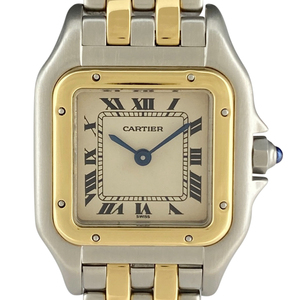 カルティエ CARTIER パンテールSM 2ロウ W25029B6 腕時計 SS YG クォーツ アイボリー レディース 【中古】