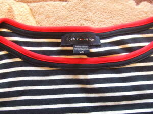 格安・TOMMY HILFIGER・Ｔシャツ・紺＆白・Ｌ／Ｇ