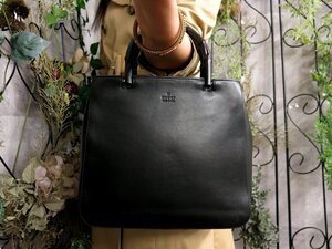 ●超美品●GUCCI グッチ●バンブー●ロゴ型押し●カーフ レザー 本革●ハンド バッグ●黒●イタリア製●腕掛け●かばん●Js53587